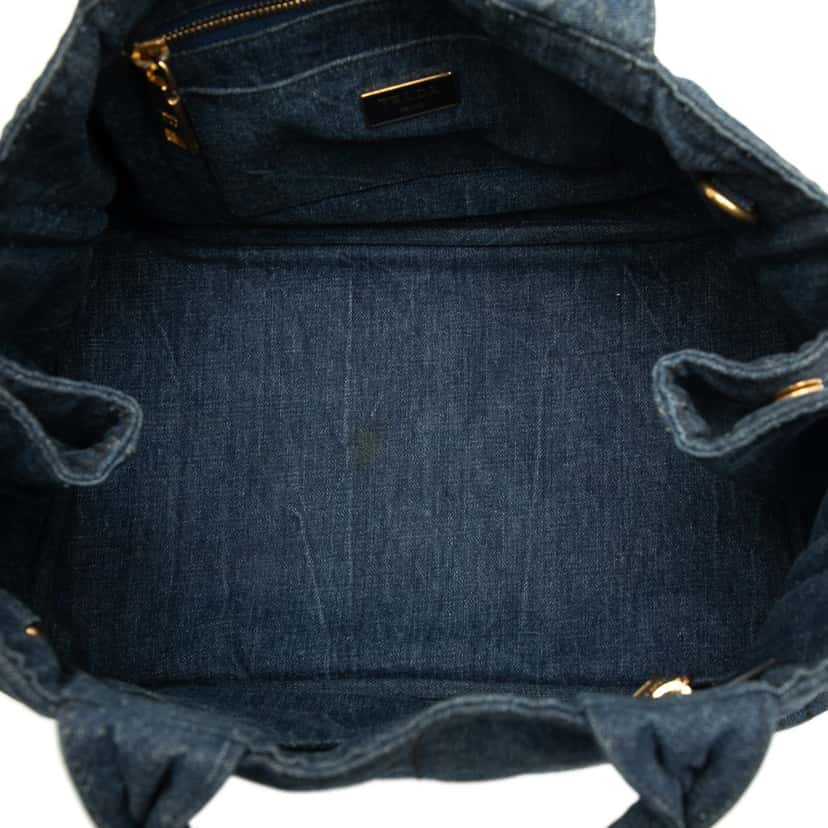 Prada Denim Canapa Logo Satchel Blue Very good condition - Model View
