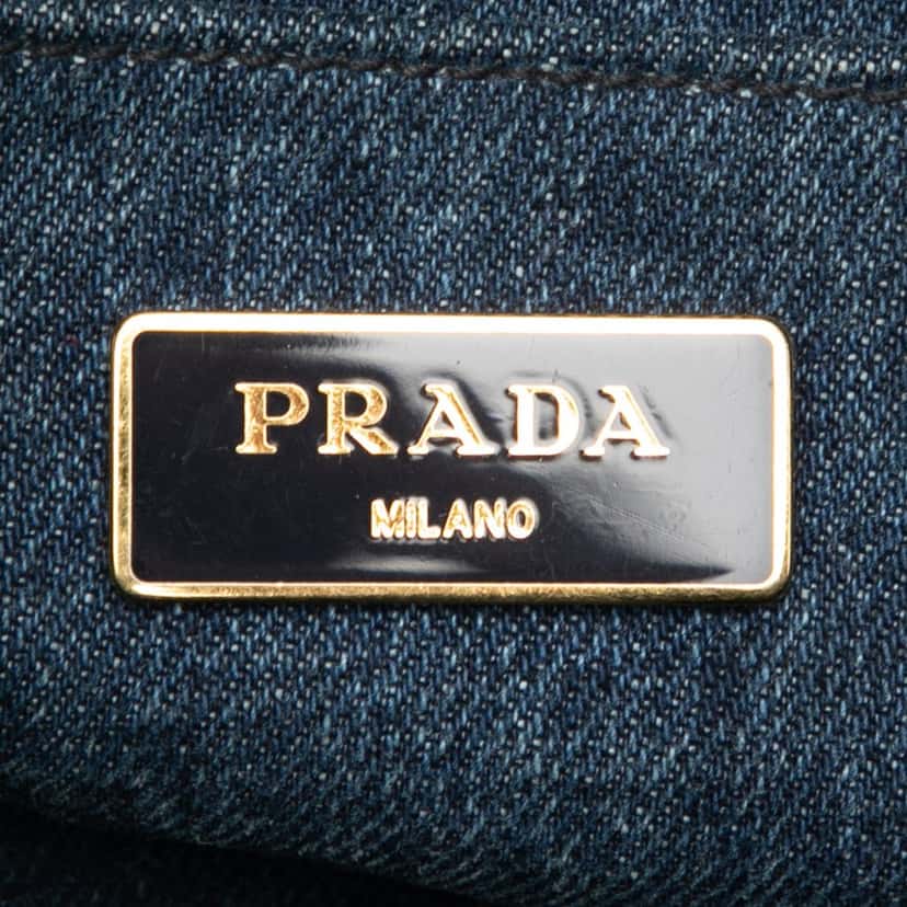 Prada Denim Canapa Logo Satchel Blue Very good condition - Box View