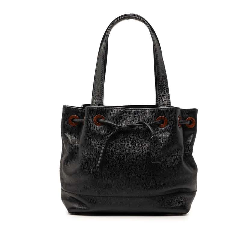 Chanel CC Caviar Drawstring Tote Black Leather Very good condition - Front View