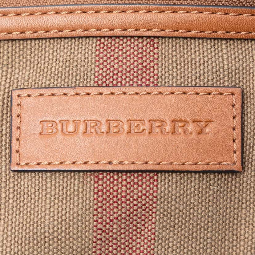Burberry Mini Mega Check Canvas Ashby Tassel Bucket Bag Brown Very good condition - Box View