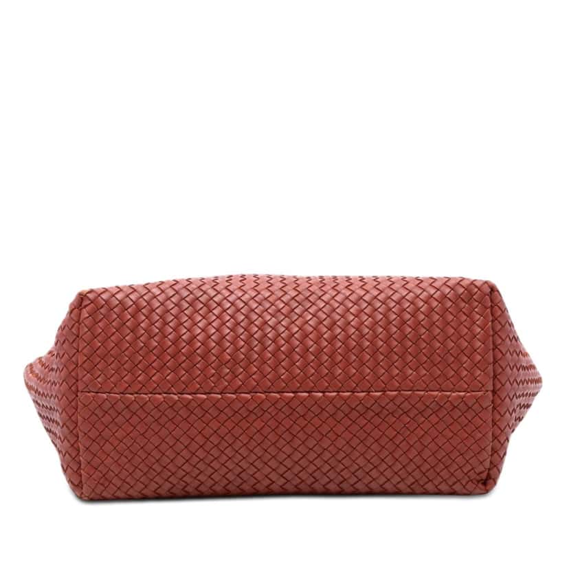 Bottega Veneta Large Lambskin Intreccio Cabat Tote Red Leather Very good condition - Inside View