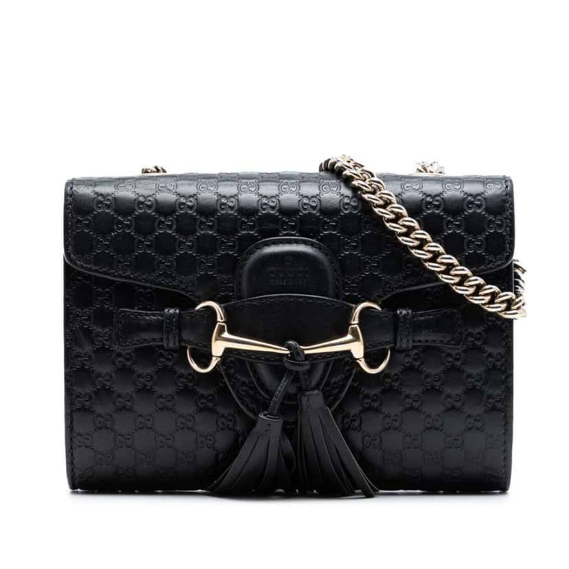 Gucci Mini Microguccissima Emily Crossbody Black Leather Very good condition - Front View