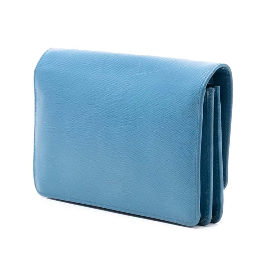 Prada Saffiano Wallet on Strap Blue Leather Never worn, with tag - Back View