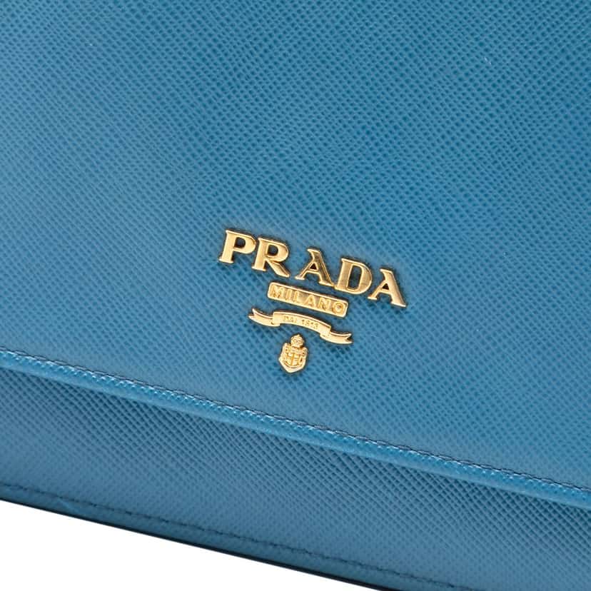 Prada Saffiano Wallet on Strap Blue Leather Never worn, with tag - Box View