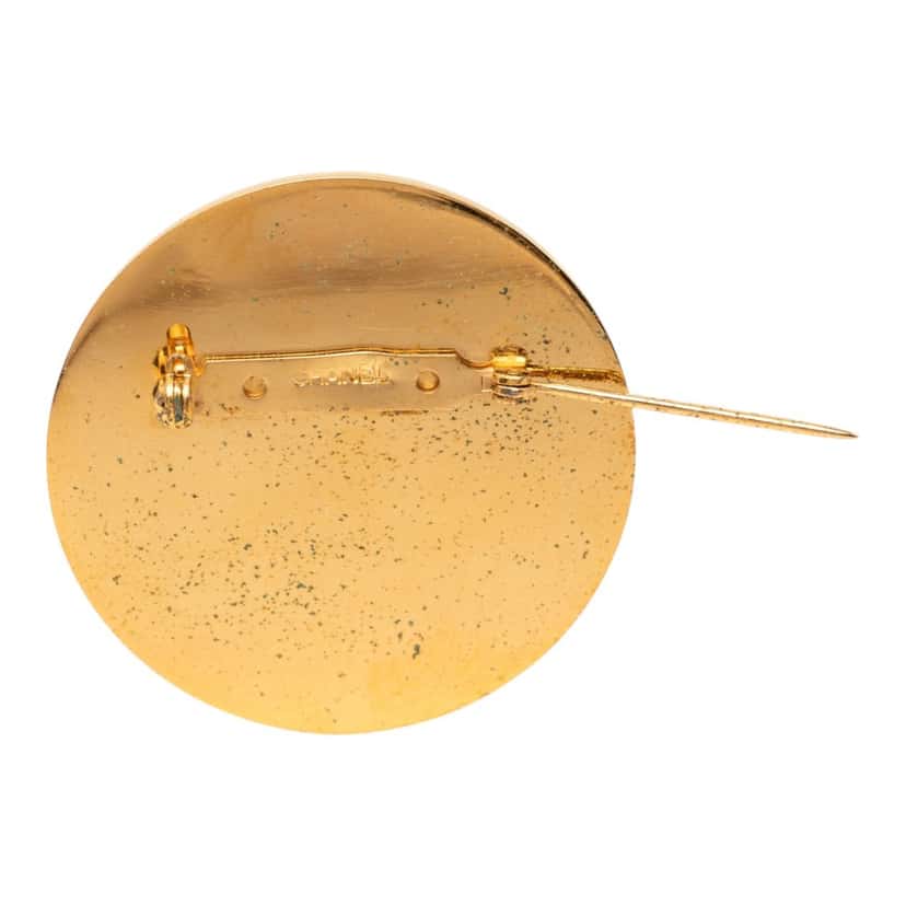 Chanel Gold Plated Enamel Coco Star Logo Round Brooch Gold Metal Very good condition - Inside View