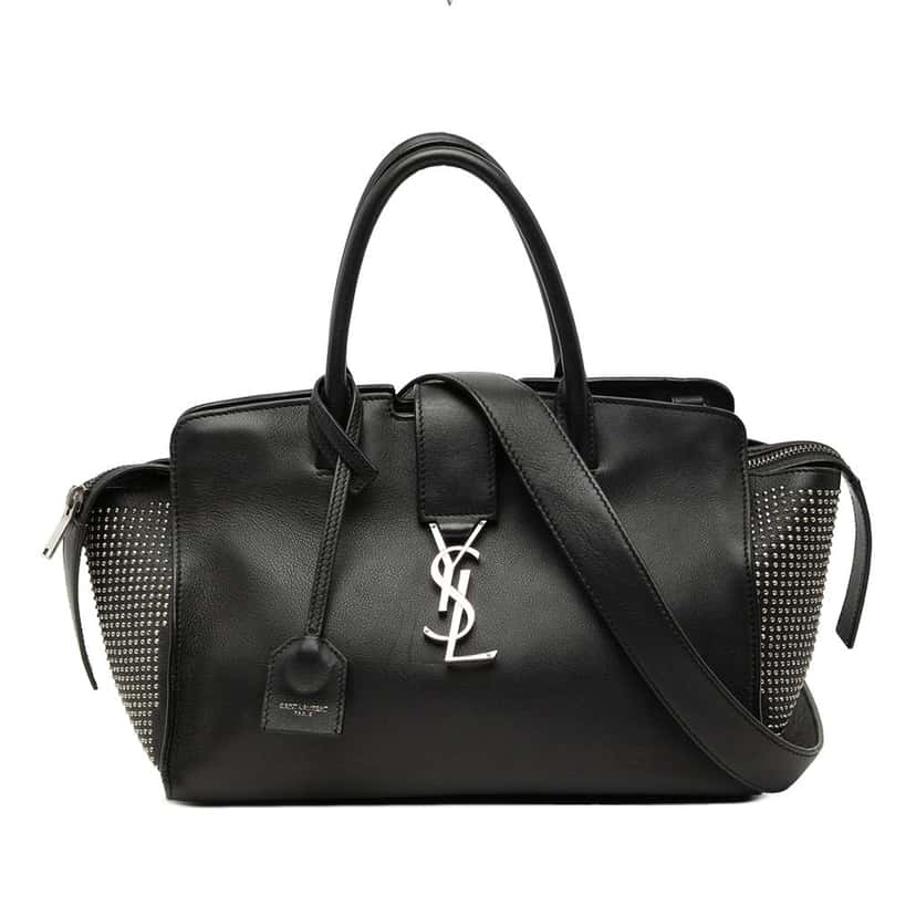 Saint Laurent Baby Studded Leather Monogram Downtown Cabas Satchel