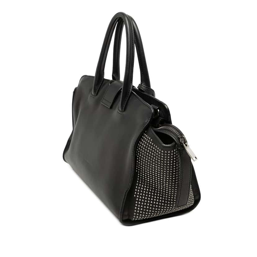 Saint Laurent Baby Studded Leather Monogram Downtown Cabas Satchel Black Leather Very good condition - Back View