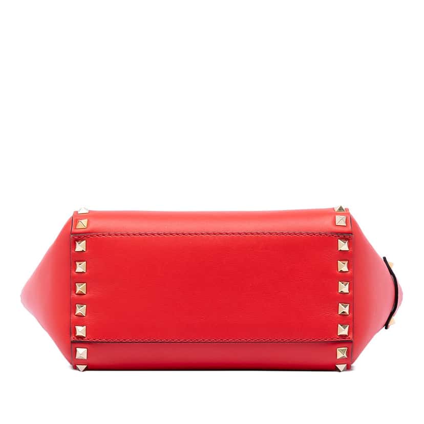 Valentino Mini Leather Rockstud Double Handle Tote Red Leather Very good condition - Inside View