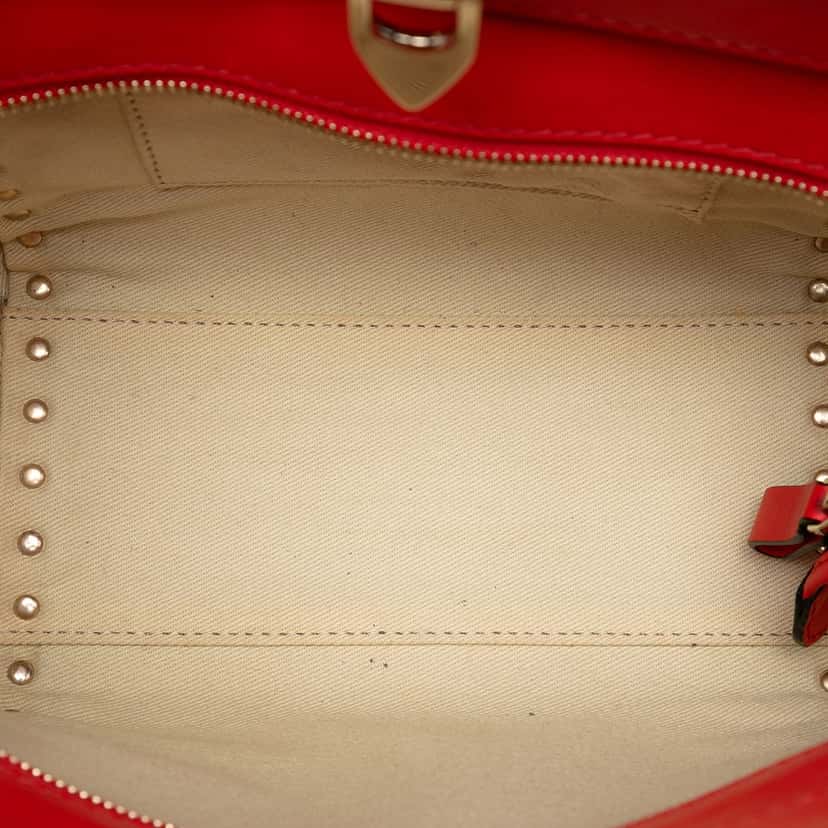Valentino Mini Leather Rockstud Double Handle Tote Red Leather Very good condition - Model View