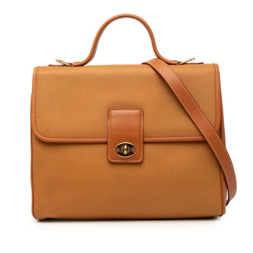 Gucci Calfskin Turnlock Top Handle Bag Brown Leather Very good condition - Front View