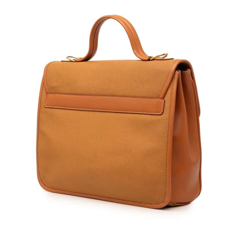 Gucci Calfskin Turnlock Top Handle Bag Brown Leather Very good condition - Back View