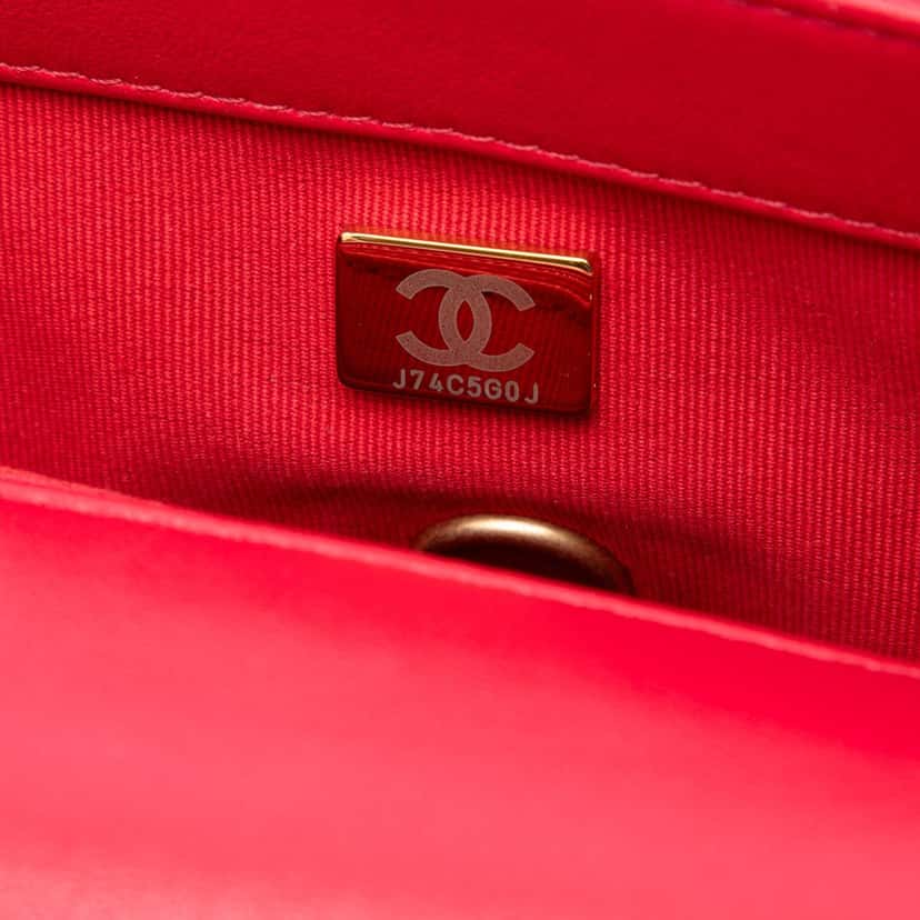 Chanel Small Quilted Lambskin Coco Love Flap Red Leather Very good condition - Box View