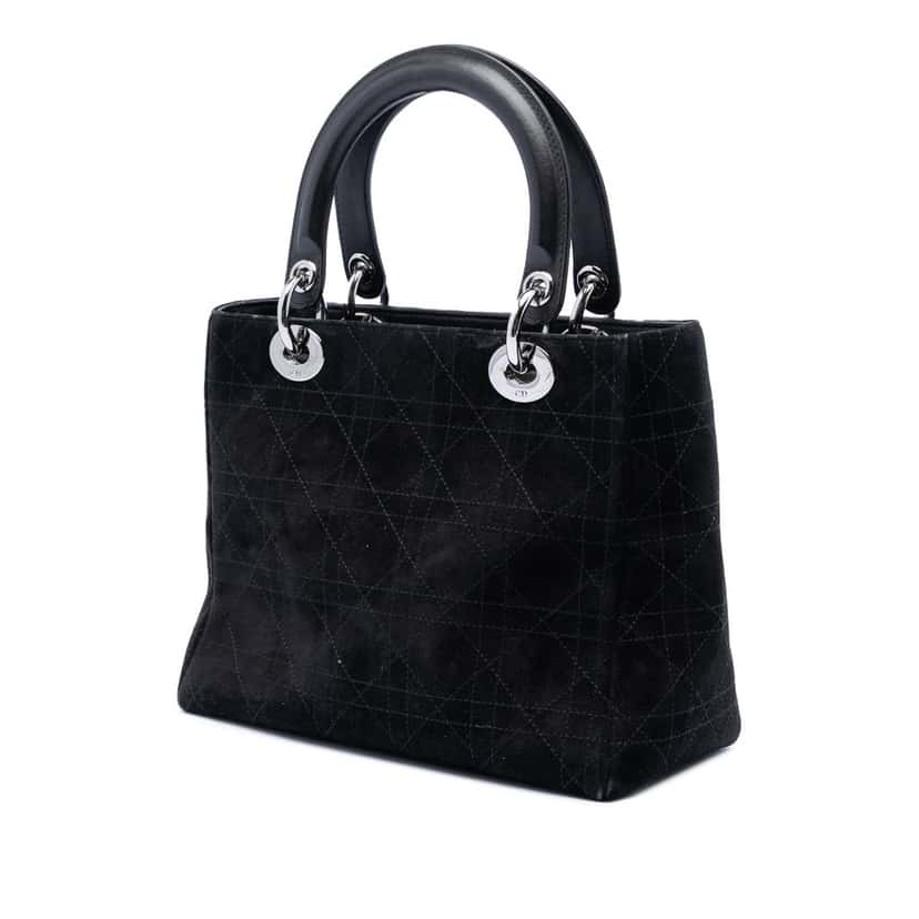 Dior Medium Suede Cannage Lady Dior Black Leather Very good condition - Back View