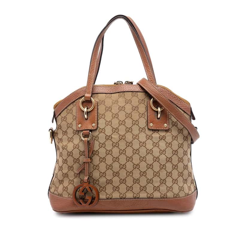 Gucci Medium GG Canvas Charm Dome Satchel Beige Very good condition - Front View