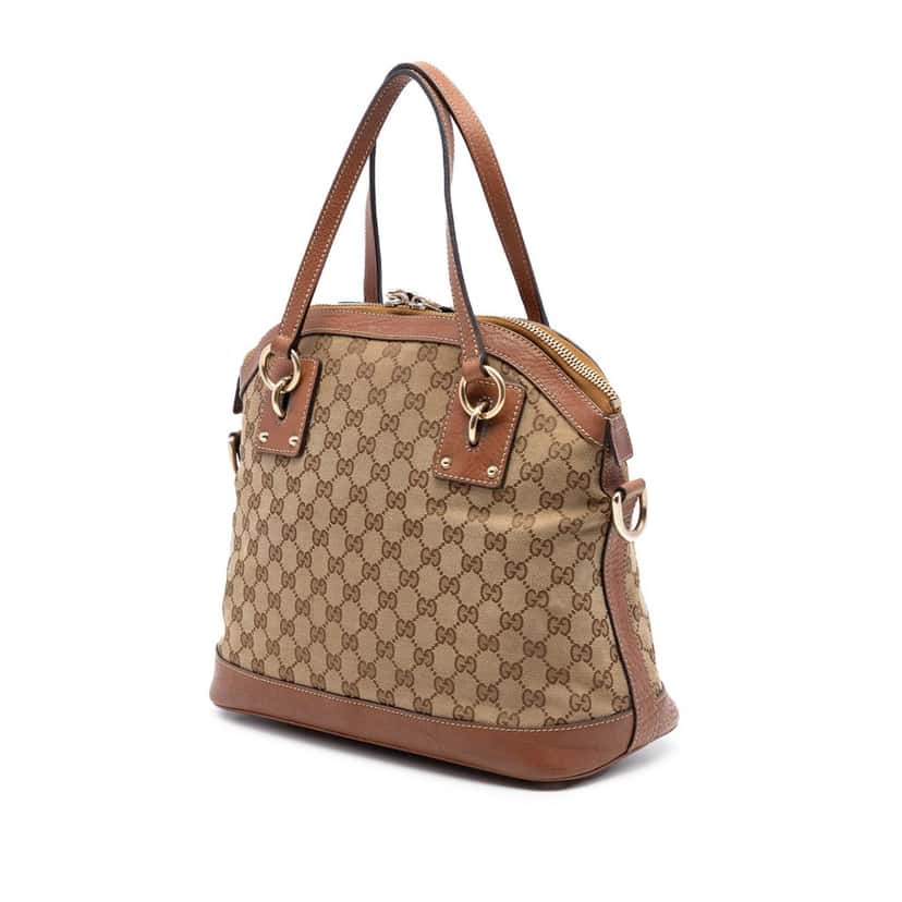 Gucci Medium GG Canvas Charm Dome Satchel Beige Very good condition - Back View