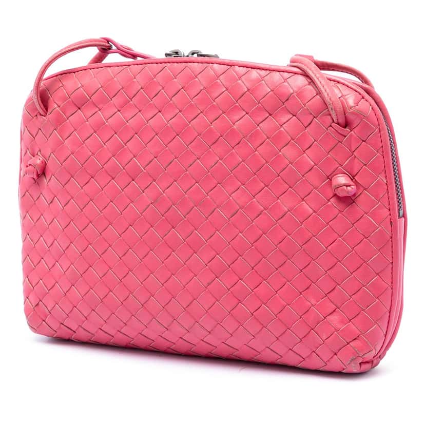 Bottega Veneta Nappa Intrecciato Nodini Crossbody Pink Leather Very good condition - Back View