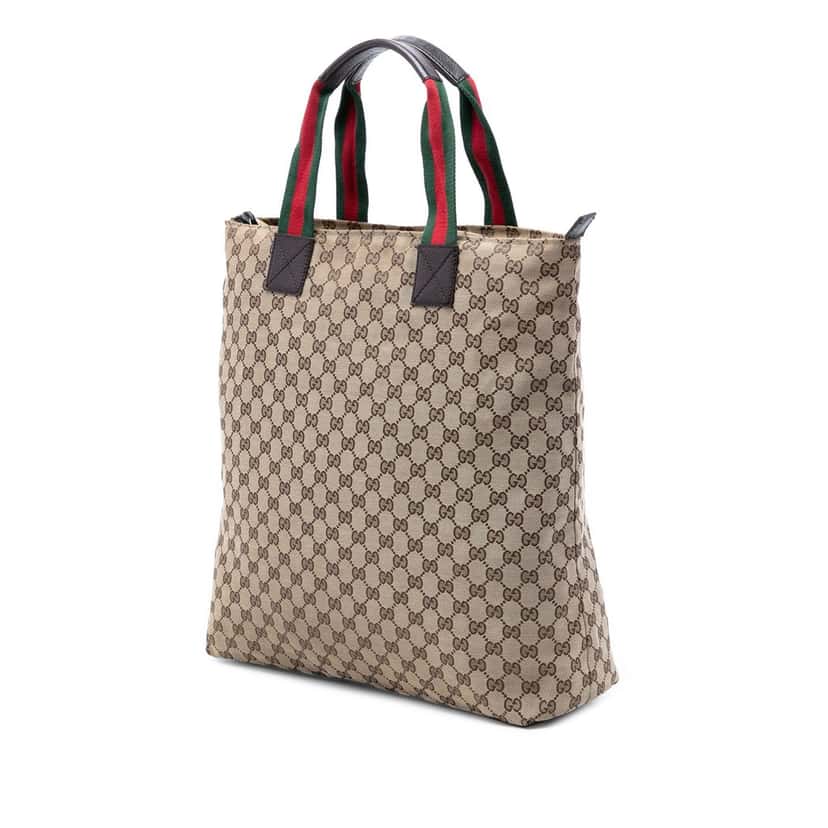 Gucci GG Canvas Web Vertical Tote Beige Very good condition - Back View