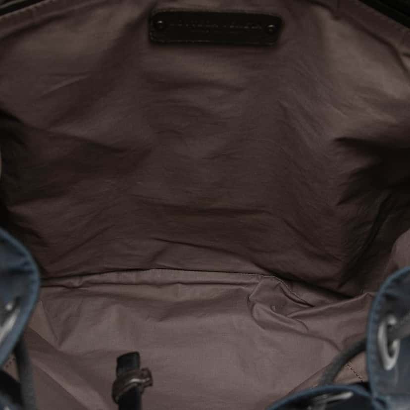 Bottega Veneta Canvas and Nappa Intrecciato Flap Backpack Blue Very good condition - Model View