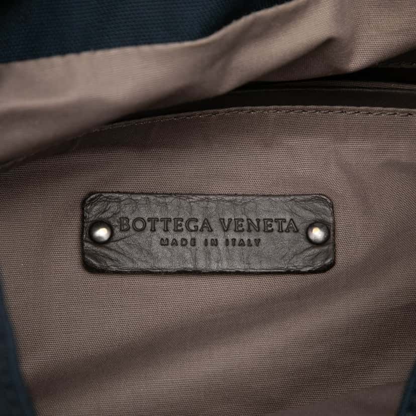 Bottega Veneta Canvas and Nappa Intrecciato Flap Backpack Blue Very good condition - Box View