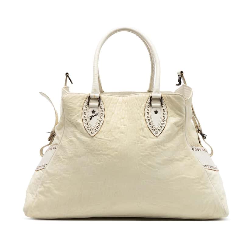 Fendi Large Leather Etniko Du Jour Handbag White Leather Very good condition - Front View