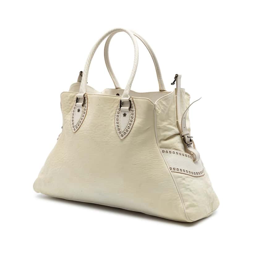 Fendi Large Leather Etniko Du Jour Handbag White Leather Very good condition - Back View