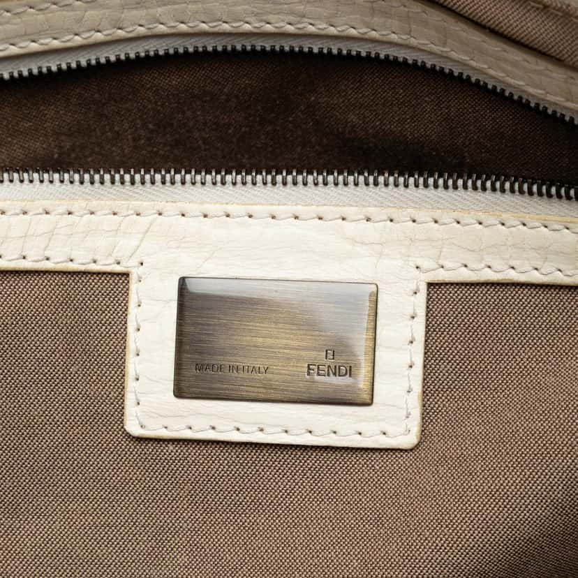 Fendi Large Leather Etniko Du Jour Handbag White Leather Very good condition - Box View