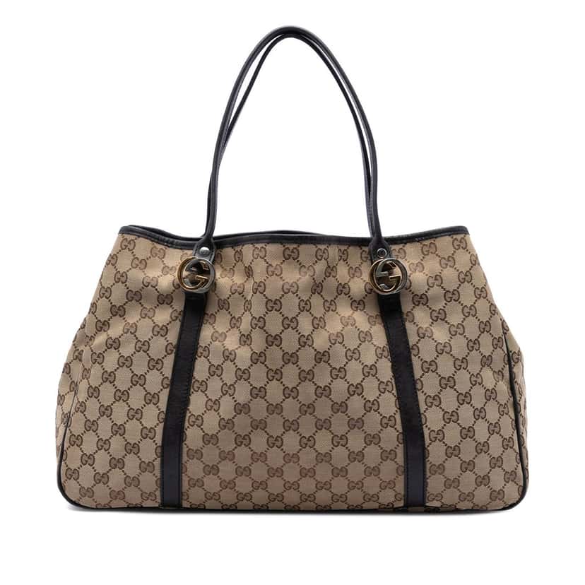 Gucci Large GG Canvas Twins Tote Beige Very good condition - Front View