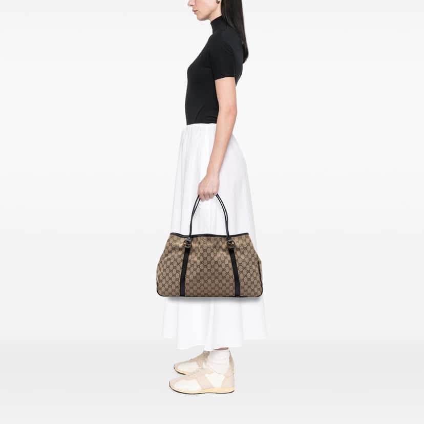 Gucci Large GG Canvas Twins Tote Beige Very good condition - Box View