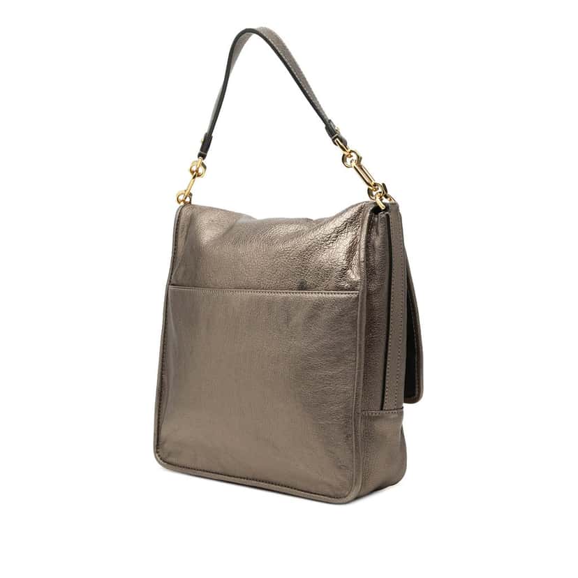 LOEWE Small Metallic Leather Anagram Maia Satchel Gold Leather Very good condition - Back View
