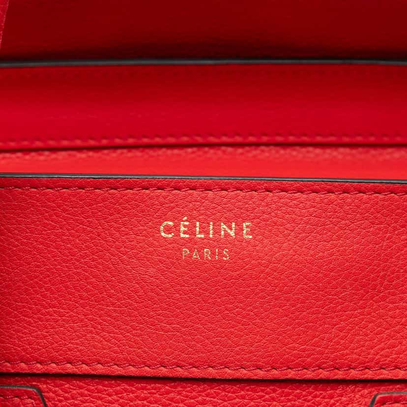 Celine Mini Grained Calfskin Luggage Tote Red Leather Very good condition - Box View