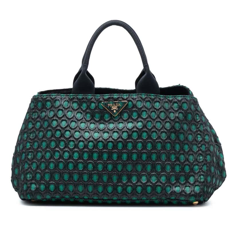Prada Broccato Canapa Satchel Green Very good condition - Front View