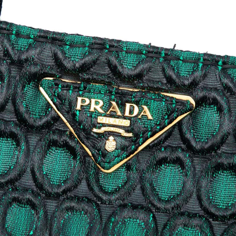 Prada Broccato Canapa Satchel Green Very good condition - Box View