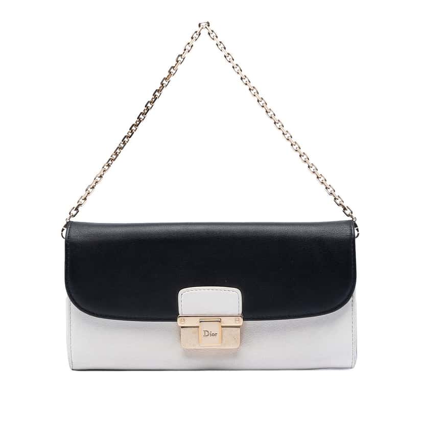 Dior Bicolor Calfskin Diorling Wallet on Chain White Leather Very good condition - Front View