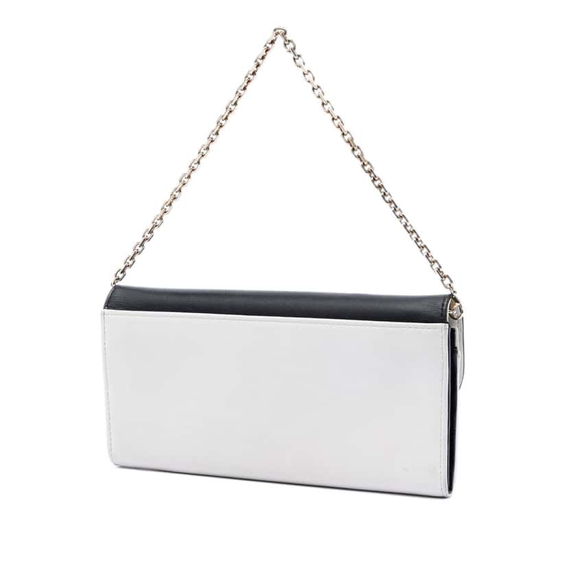 Dior Bicolor Calfskin Diorling Wallet on Chain White Leather Very good condition - Back View