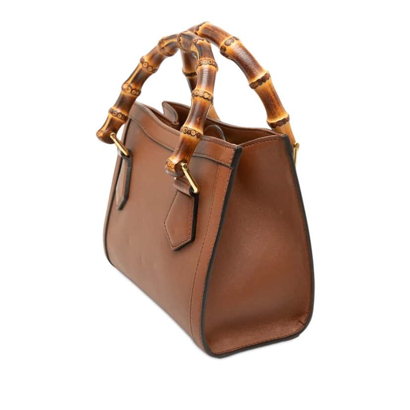 Gucci Mini Calfskin Bamboo Diana Satchel Brown Leather Very good condition - Back View