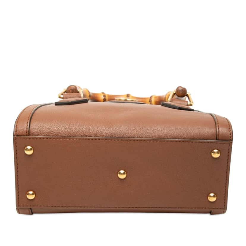 Gucci Mini Calfskin Bamboo Diana Satchel Brown Leather Very good condition - Inside View