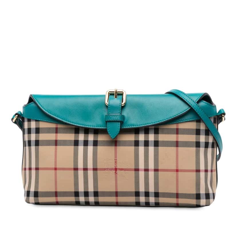 Burberry Haymarket Check Coated Canvas Leah Crossbody Beige Good condition - Front View