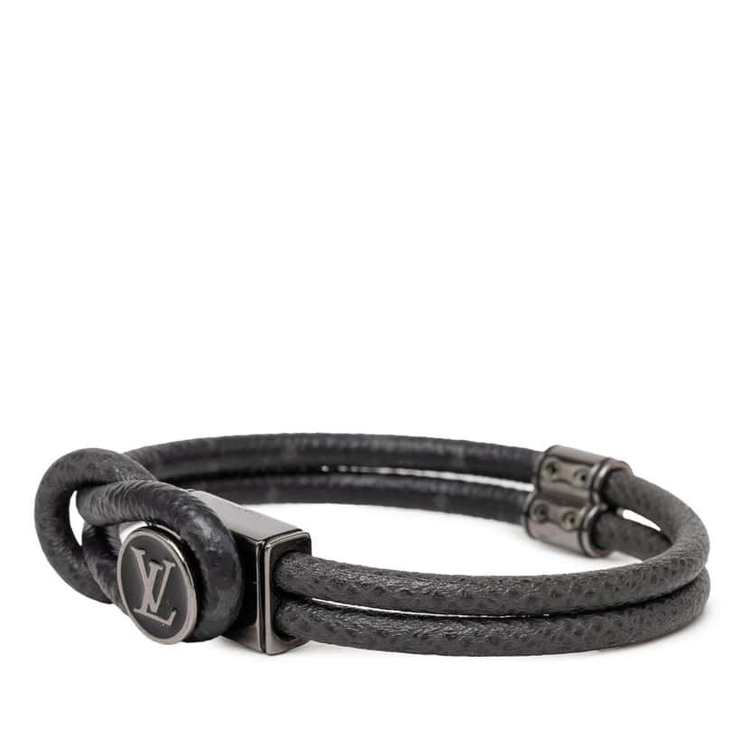 Louis Vuitton Monogram Eclipse and Taiga Loop It Bracelet Black Very good condition - Back View