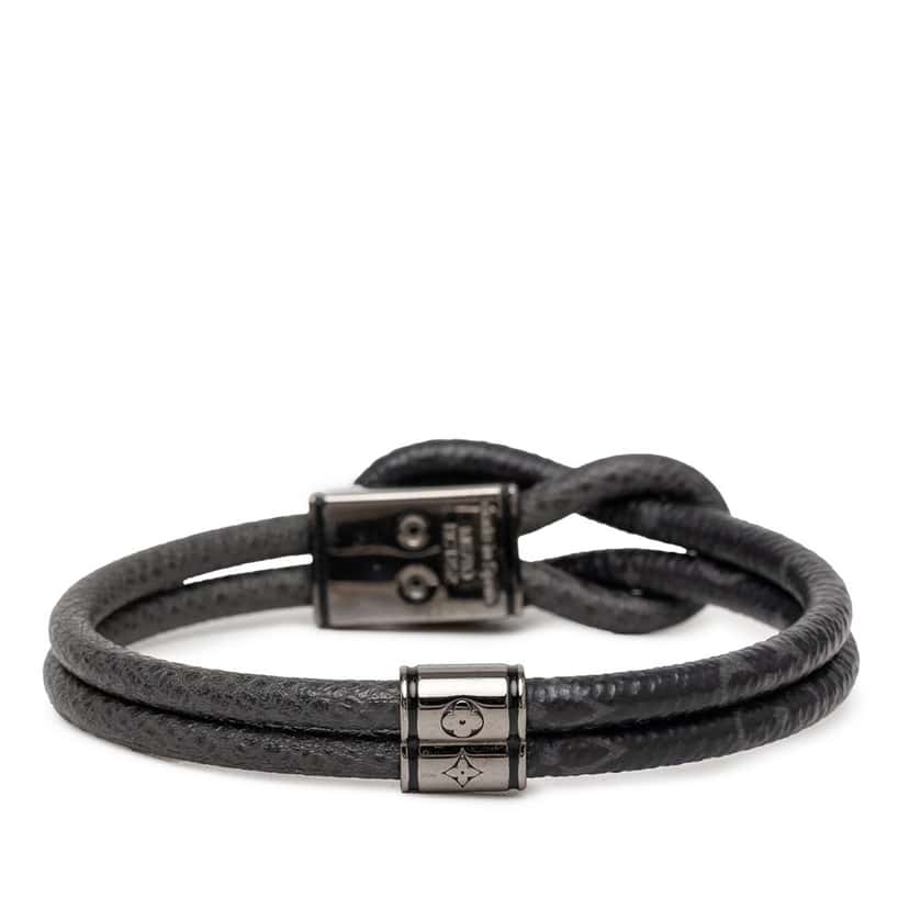 Louis Vuitton Monogram Eclipse and Taiga Loop It Bracelet Black Very good condition - Inside View