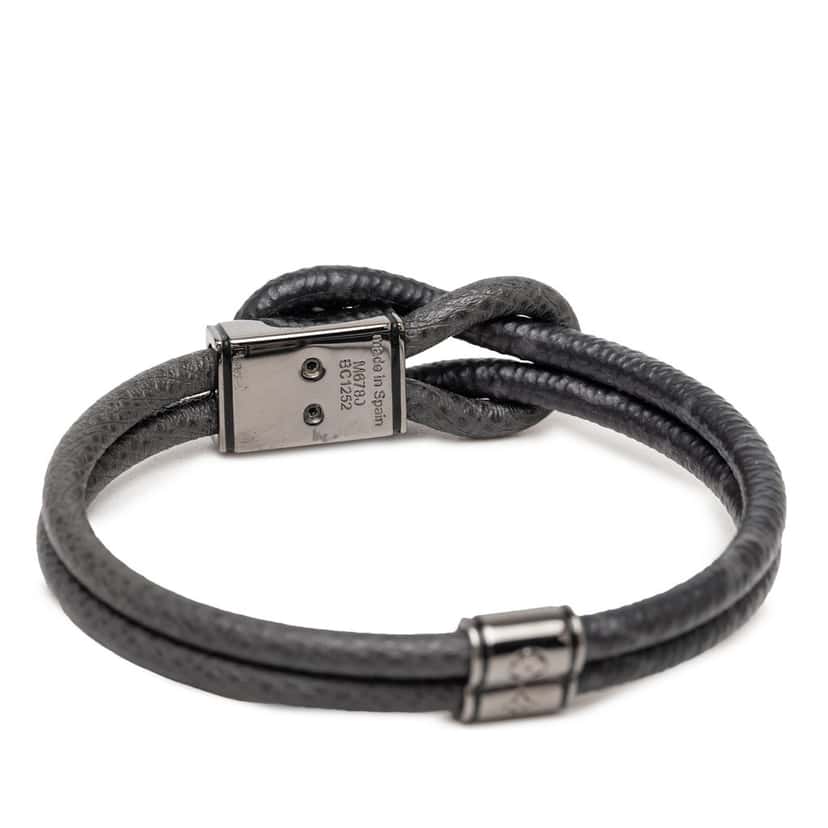 Louis Vuitton Monogram Eclipse and Taiga Loop It Bracelet Black Very good condition - Model View