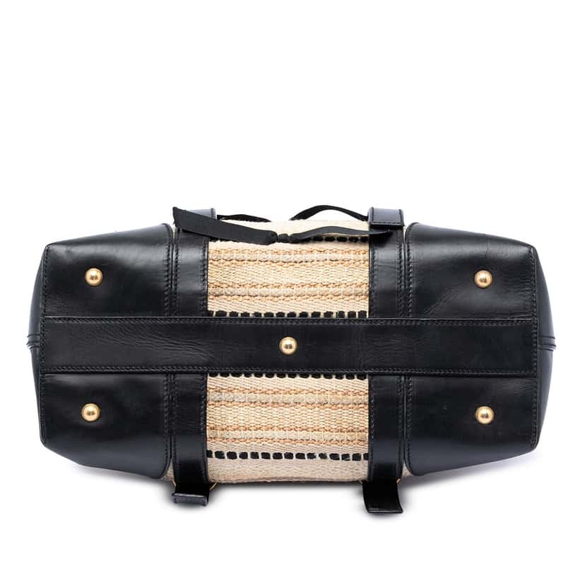 Saint Laurent Woven Raffia and Leather Maia Padlock Handbag Beige Very good condition - Inside View