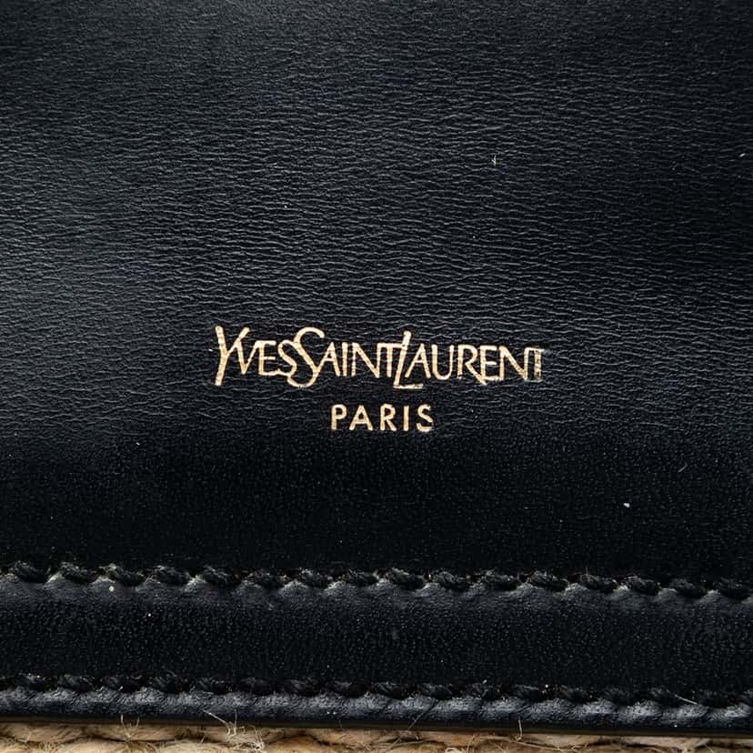 Saint Laurent Woven Raffia and Leather Maia Padlock Handbag Beige Very good condition - Model View