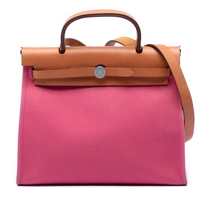 Hermès Toile Herbag Zip 31 Pink Very good condition - Front View