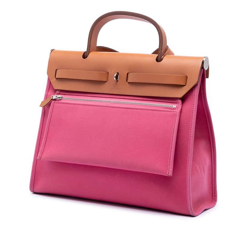 Hermès Toile Herbag Zip 31 Pink Very good condition - Back View