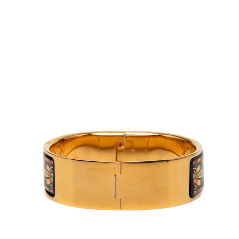 Hermès Wide Enamel Equestrian Loquet Bracelet GM Black Very good condition - Inside View