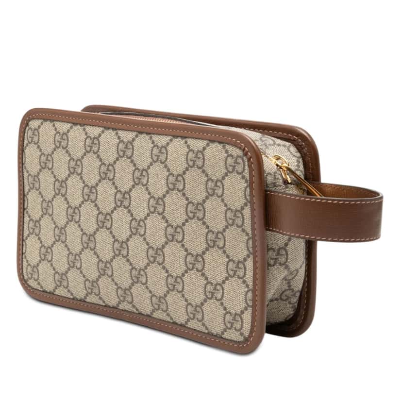Gucci GG Supreme Interlocking G Clutch Beige Very good condition - Back View