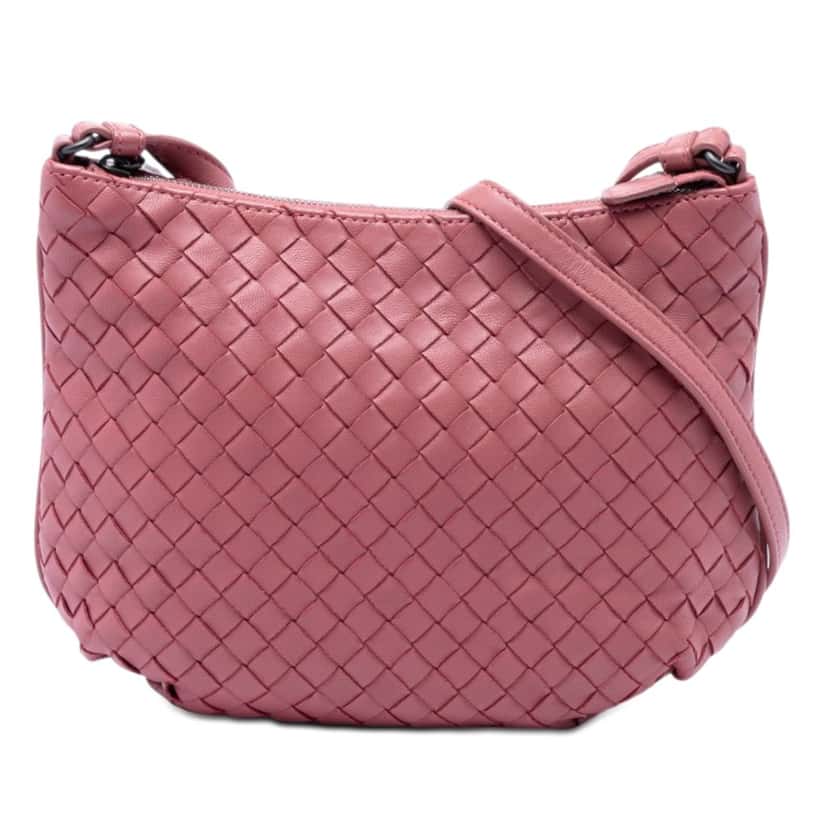 Bottega Veneta Nappa Intrecciato Crossbody Pink Leather Very good condition - Front View