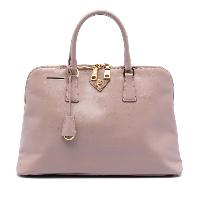 Prada Large Saffiano Lux Promenade Satchel Pink Leather Very good condition - Front View