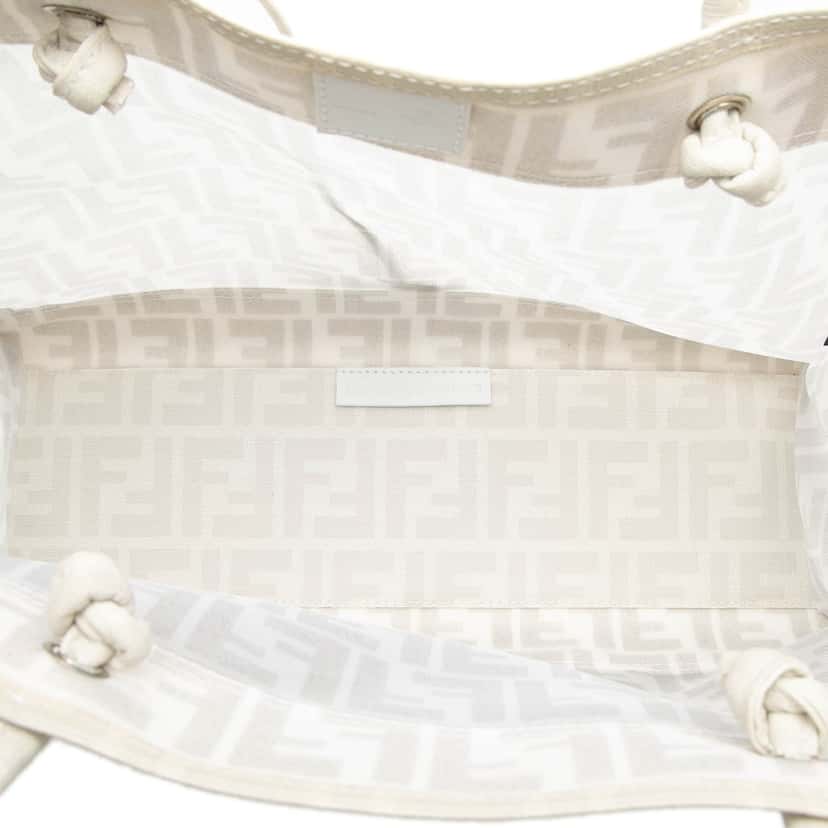Fendi Coated Canvas Trimmed Zucca Mesh Tote White Very good condition - Model View