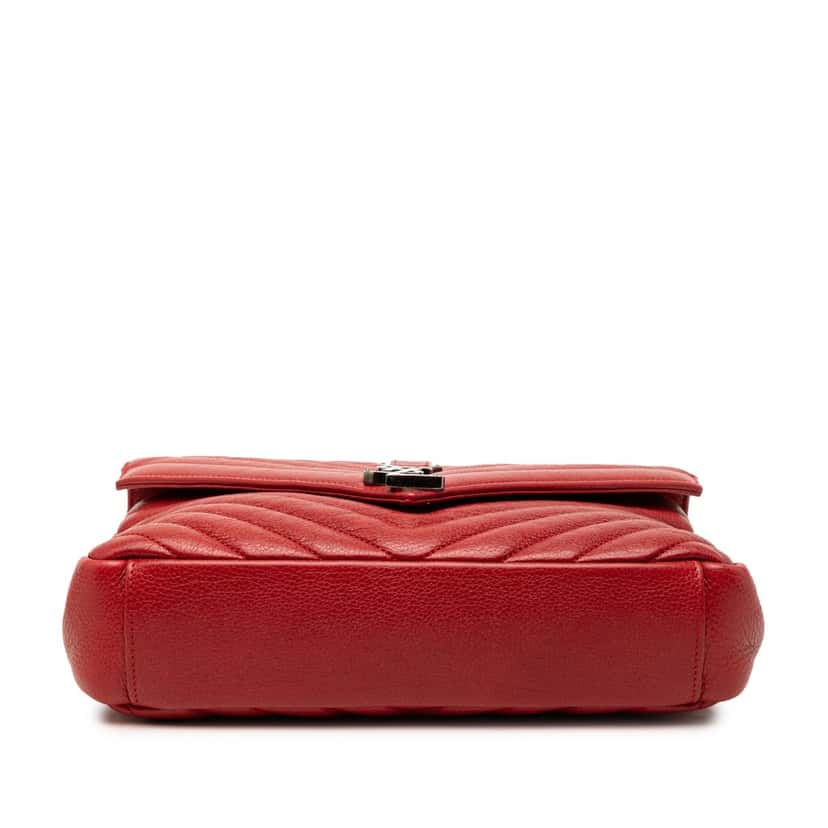 Saint Laurent Medium Chevron Sheepskin Monogram College Satchel Red Leather Very good condition - Inside View